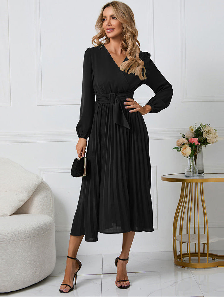 Chloe | Timeless Pleated Wrap Autumn Wedding Guest Midi Dress