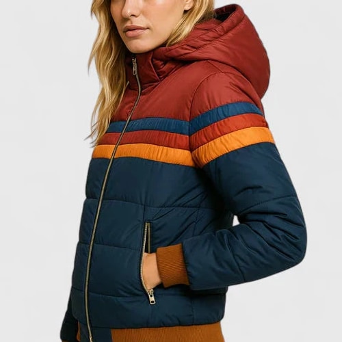 Clara | Chic Striped Quilted Puffer Jacket