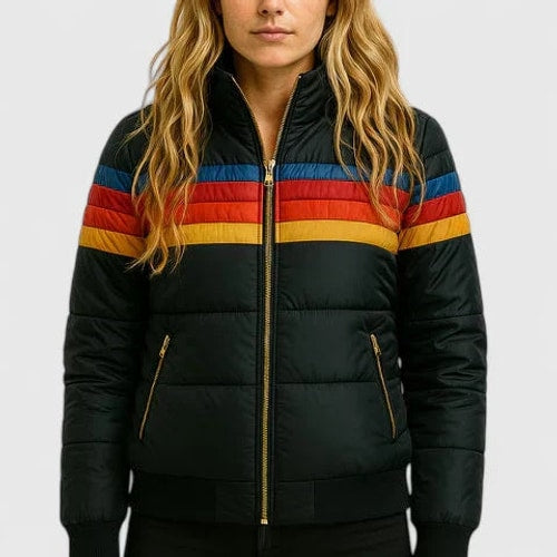 Clara | Chic Striped Quilted Puffer Jacket