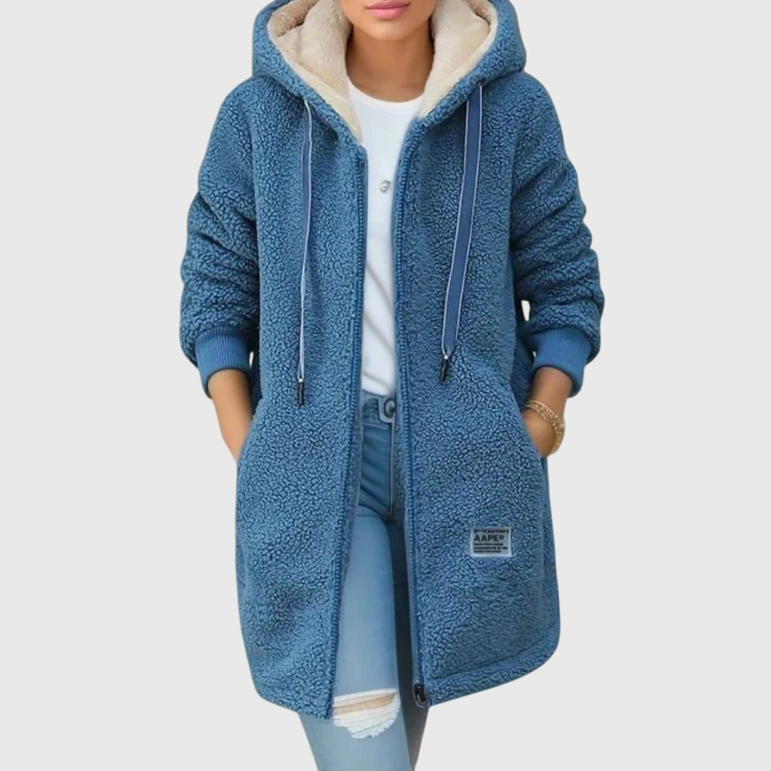 Clara | Longline Hooded Zip Up Fleece Jacket