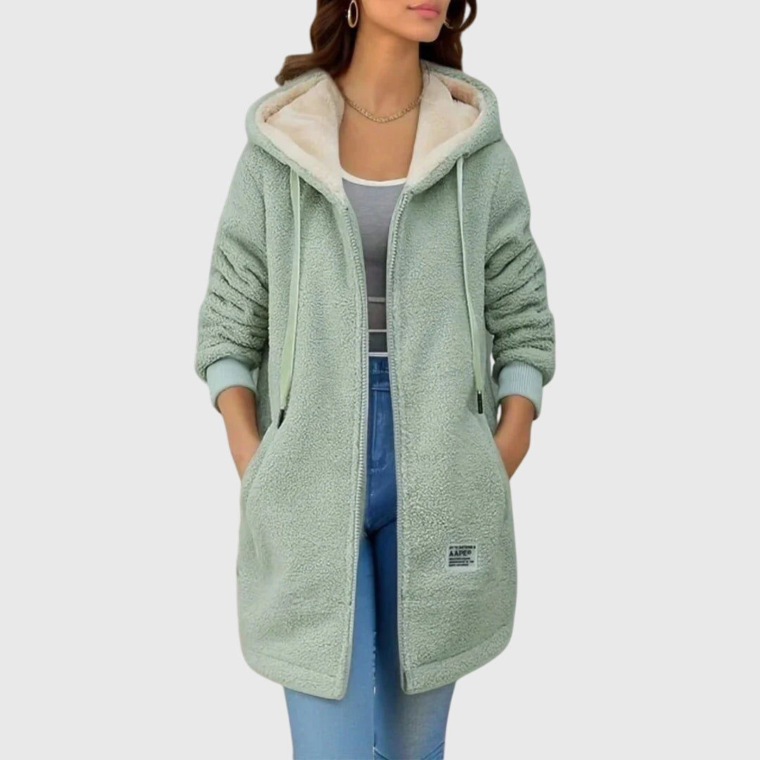 Clara | Longline Hooded Zip Up Fleece Jacket