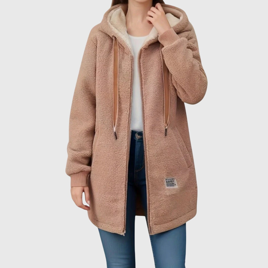 Clara | Longline Hooded Zip Up Fleece Jacket
