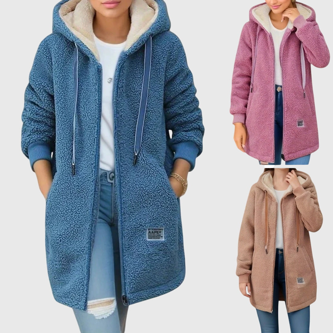 Clara | Longline Hooded Zip Up Fleece Jacket