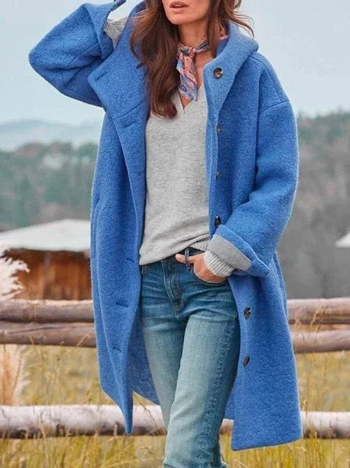 Clara | Refined Button-Front Hooded Faux Fur Coat