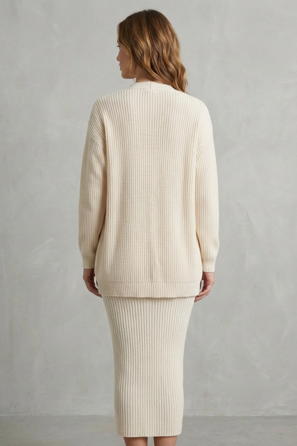 Delilah | Cosy Ribbed Knit Winter Dress and Cardigan Set