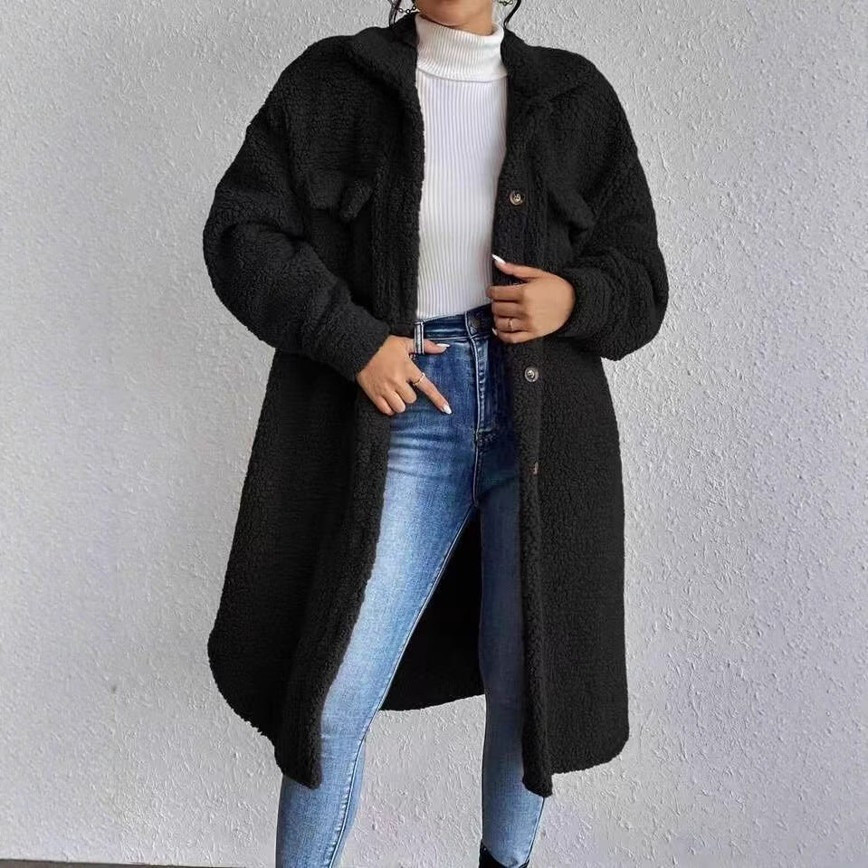 Delilah | Sophisticated Longline Faux Fur Coat with Hood