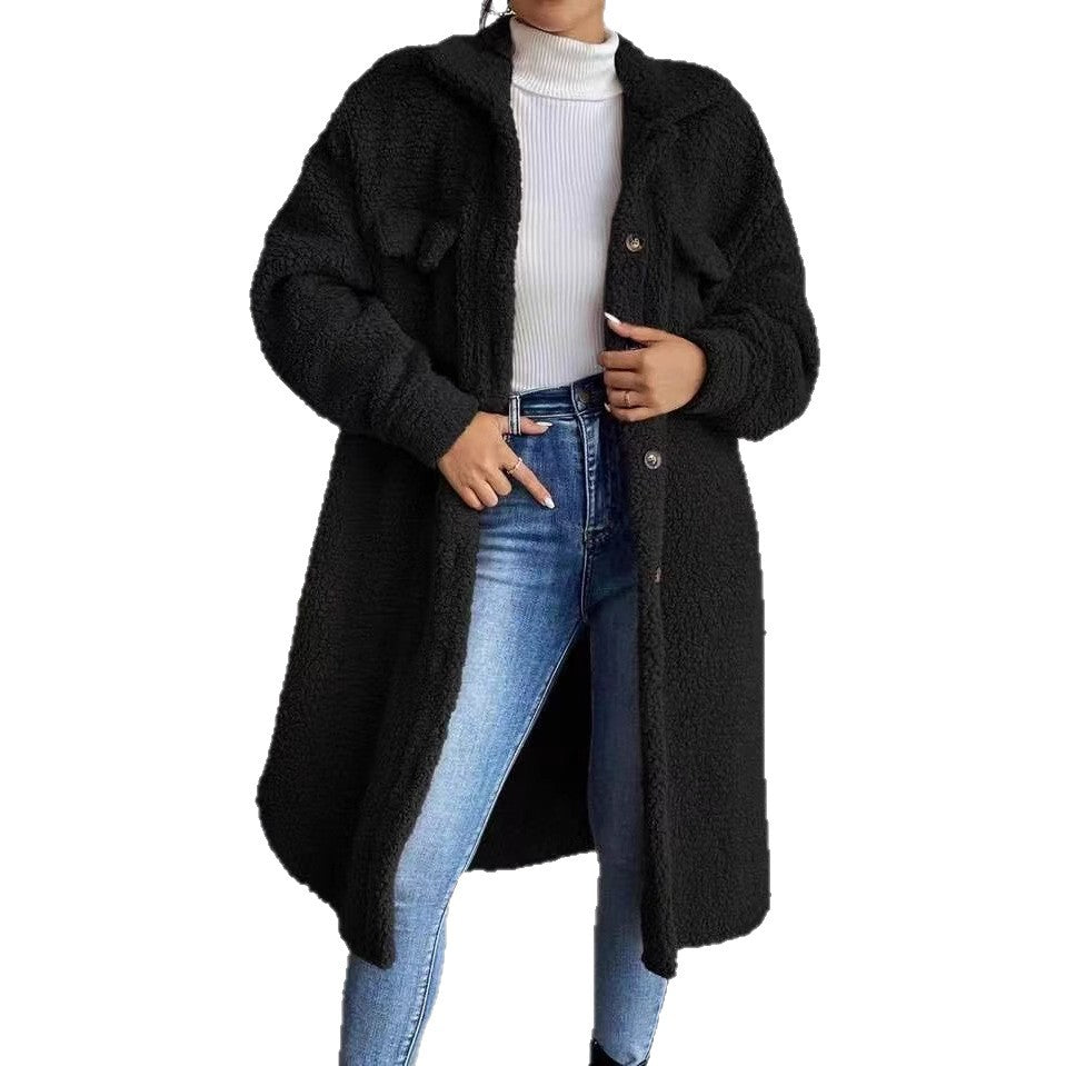 Delilah | Sophisticated Longline Faux Fur Coat with Hood
