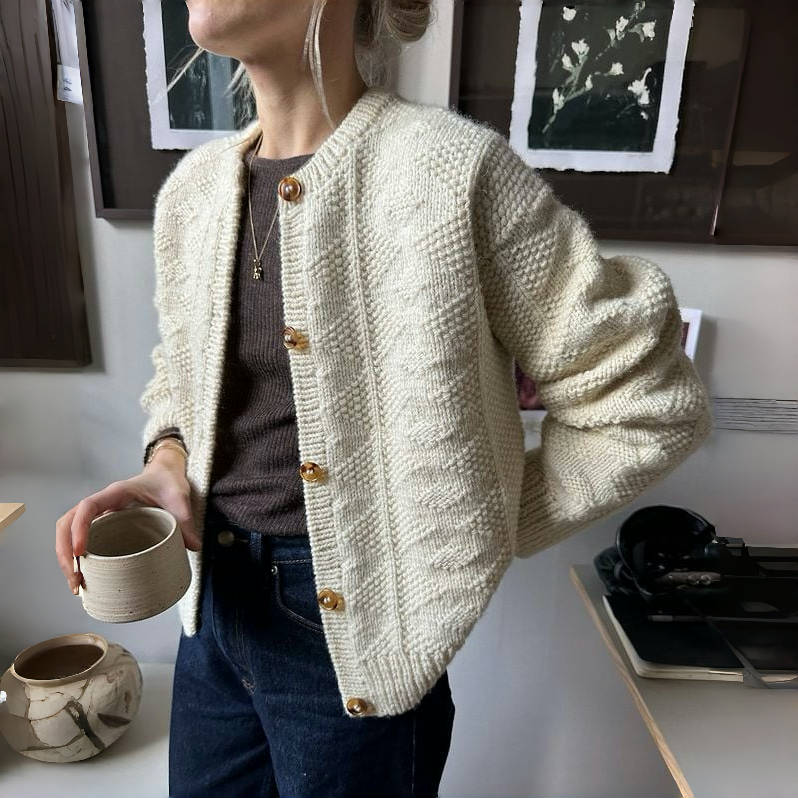 Delilah | Sophisticated Textured Knit Button-Up Cardigan