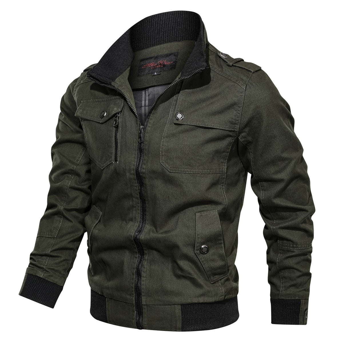 Dylan | Effortless Military Zip-Up Bomber Jacket with Chest Pockets