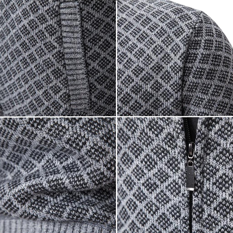 Edward | Diamond Knit Zip Up Mens Cardigan