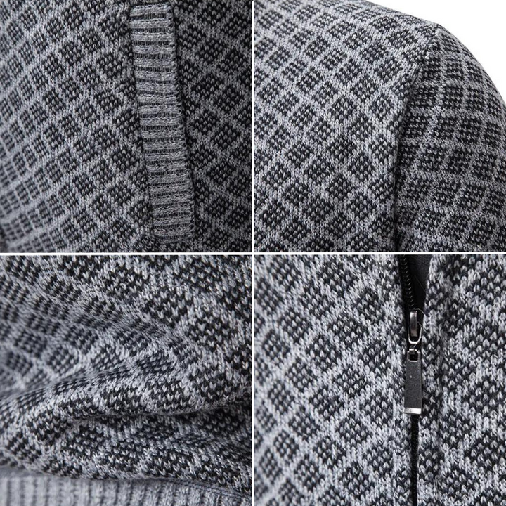 Edward | Diamond Knit Zip Up Mens Cardigan