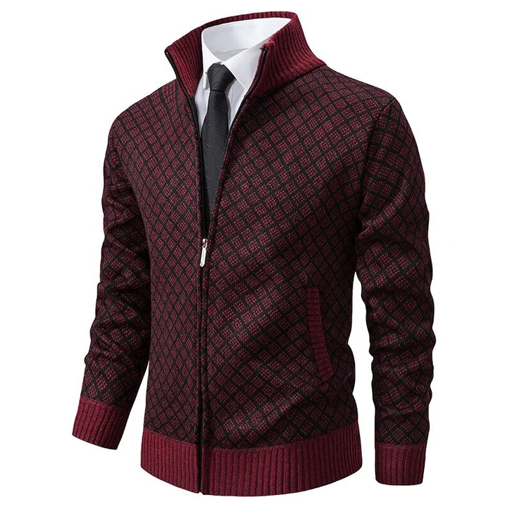 Edward | Diamond Knit Zip Up Mens Cardigan