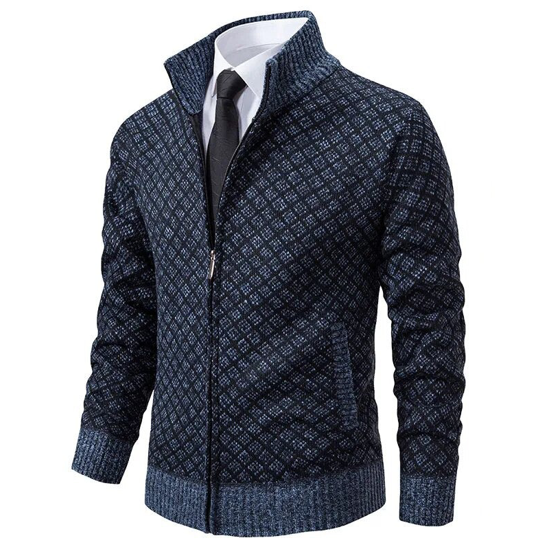 Edward | Diamond Knit Zip Up Mens Cardigan