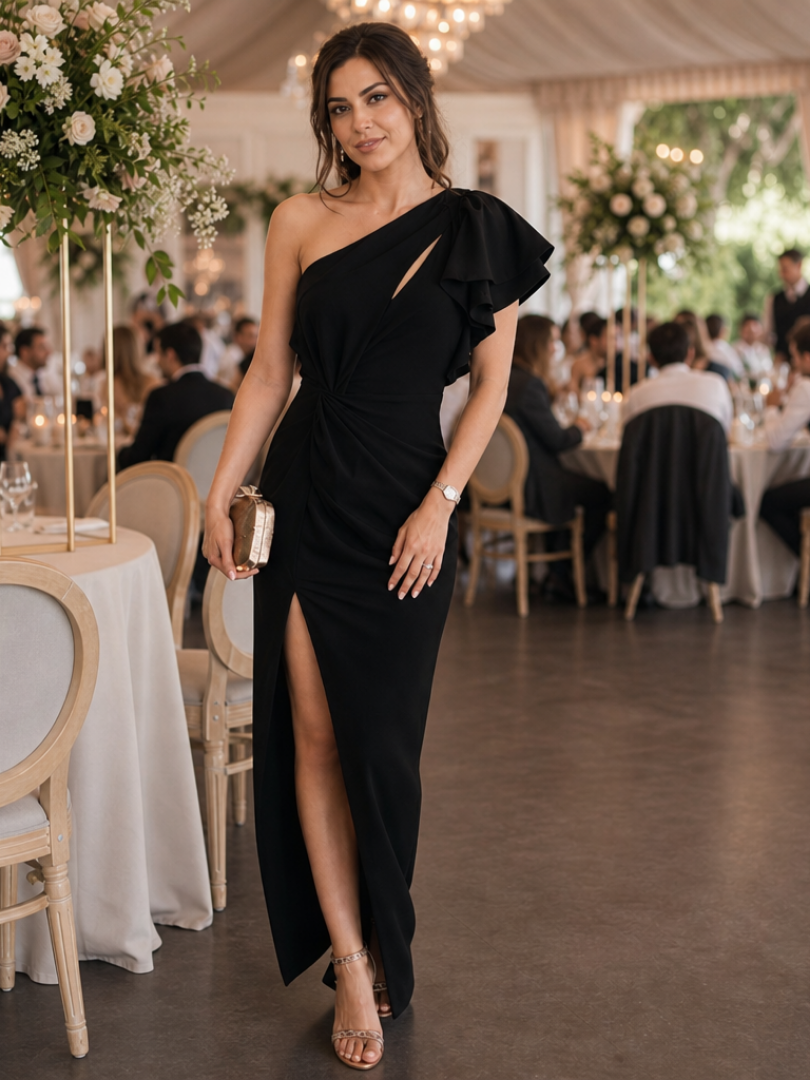 Eleanor | Effortless One Shoulder Ruffle Party Dress for Women