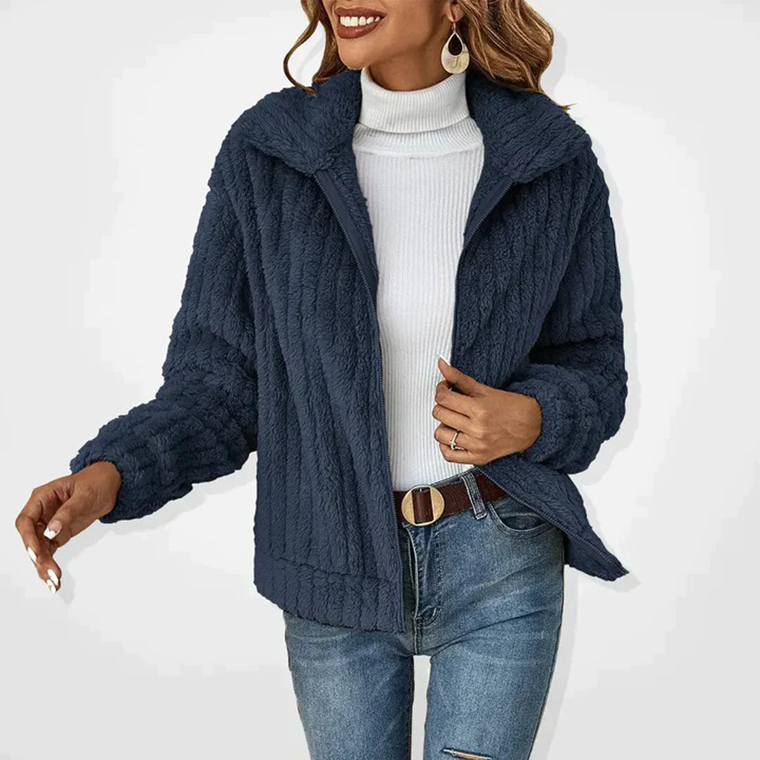 Eleanor | Effortless Textured Fleece Hoodie Jacket