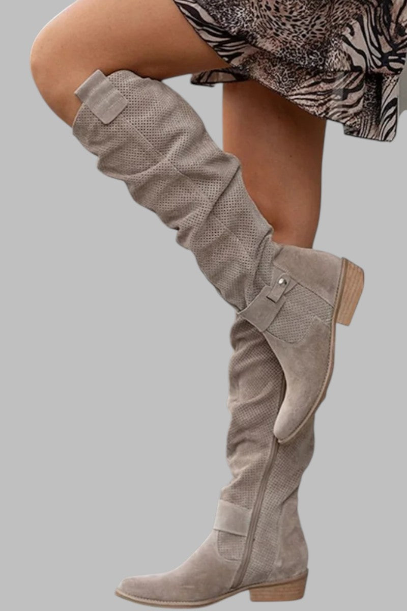 Eleanor | Refined Low Heel Slouch Knee High Boots