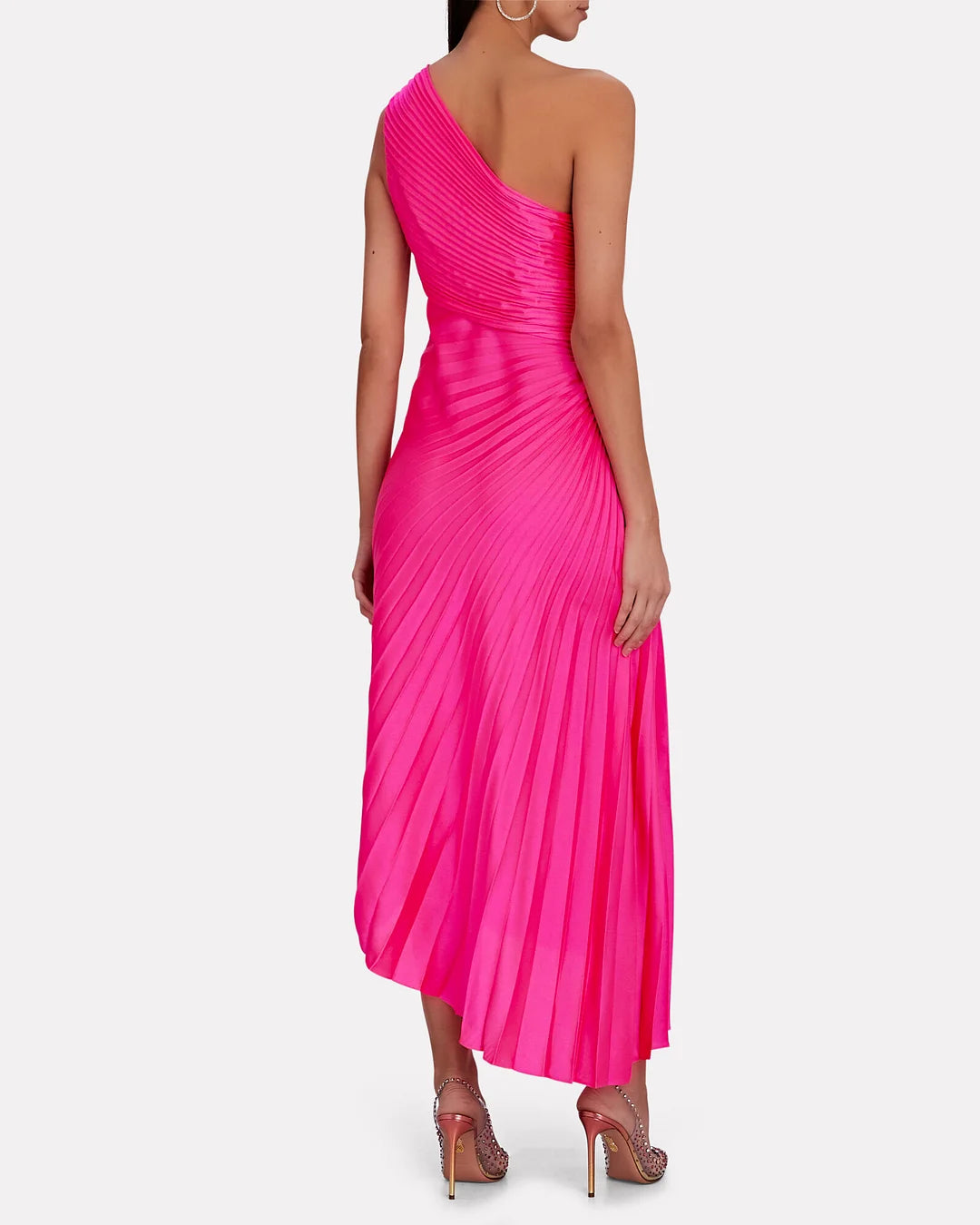Elena | Elegant Pleated One-Shoulder Black Tie Dress