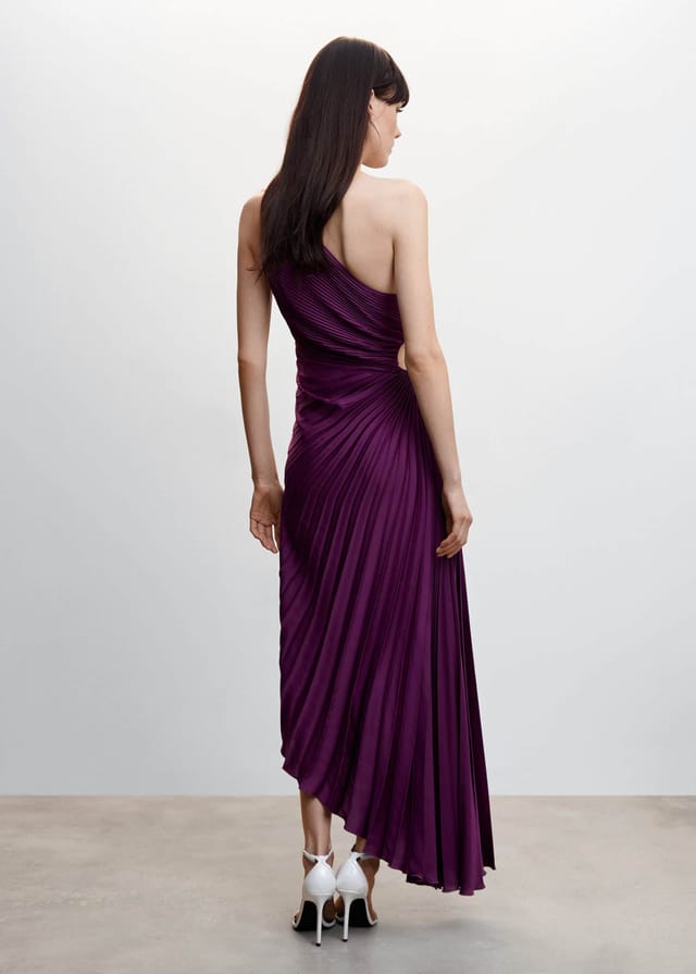 Elena | Elegant Pleated One-Shoulder Black Tie Dress