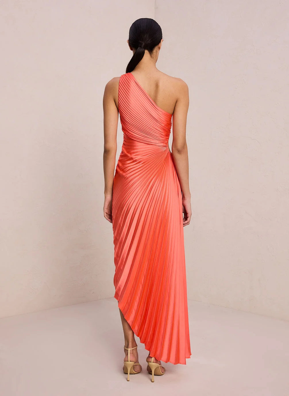 Elena | Elegant Pleated One-Shoulder Black Tie Dress