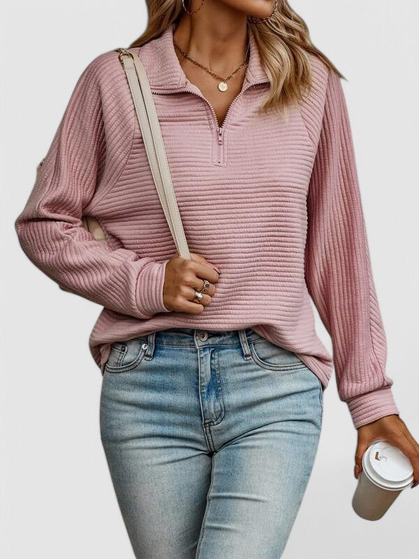 Eliza | Ribbed Quarter-Zip Knitted Jumper