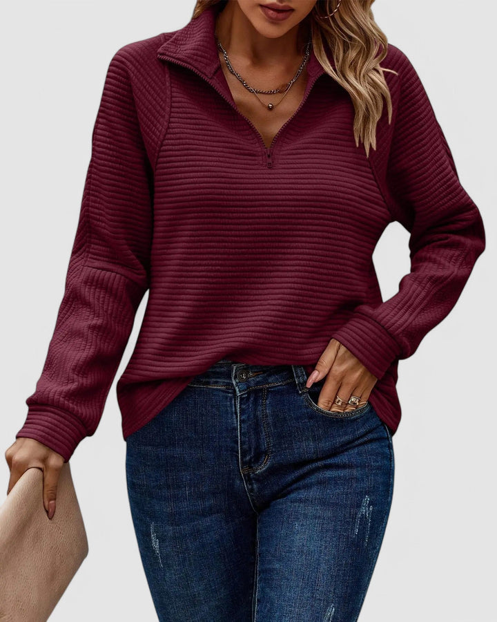 Eliza | Ribbed Quarter-Zip Knitted Jumper