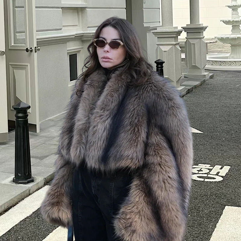 Eliza | Timeless Oversized Open Front Fur Jacket