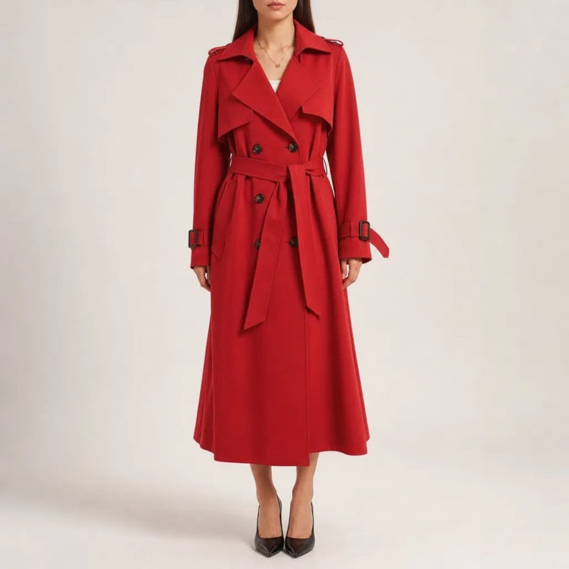 Elizabeth | Graceful Double-Breasted Belted Trench Long Jacket