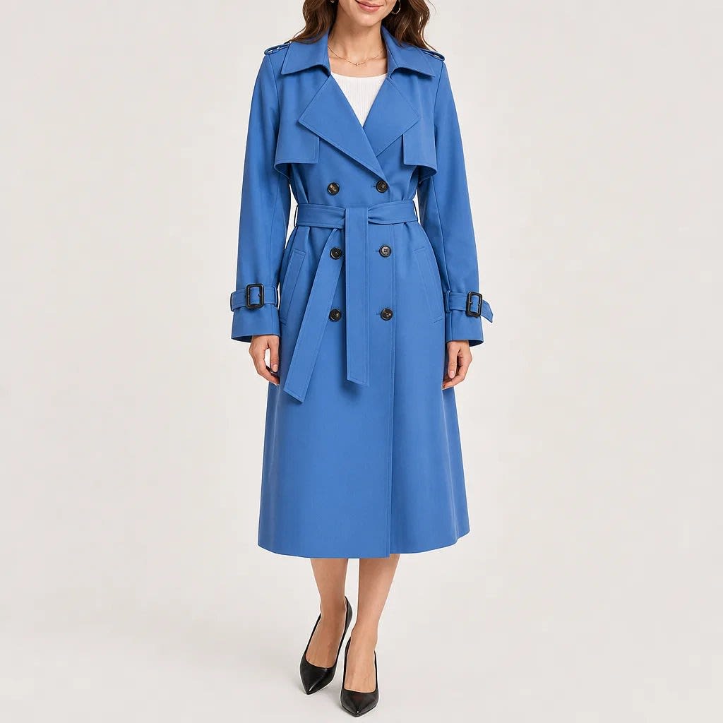 Elizabeth | Graceful Double-Breasted Belted Trench Long Jacket