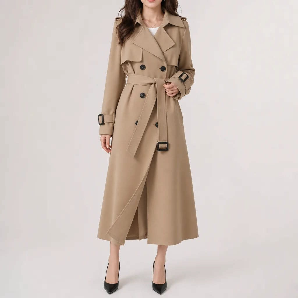 Elizabeth | Graceful Double-Breasted Belted Trench Long Jacket