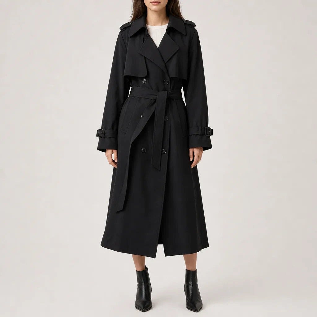 Elizabeth | Graceful Double-Breasted Belted Trench Long Jacket
