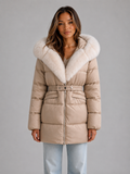 Elizabeth | Relaxed Hooded Belted Fur Trim Puffer Jacket