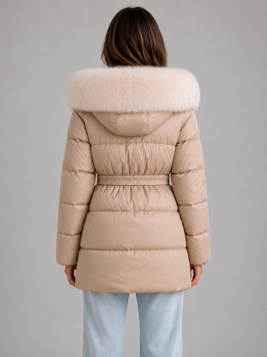 Elizabeth | Relaxed Hooded Belted Fur Trim Puffer Jacket