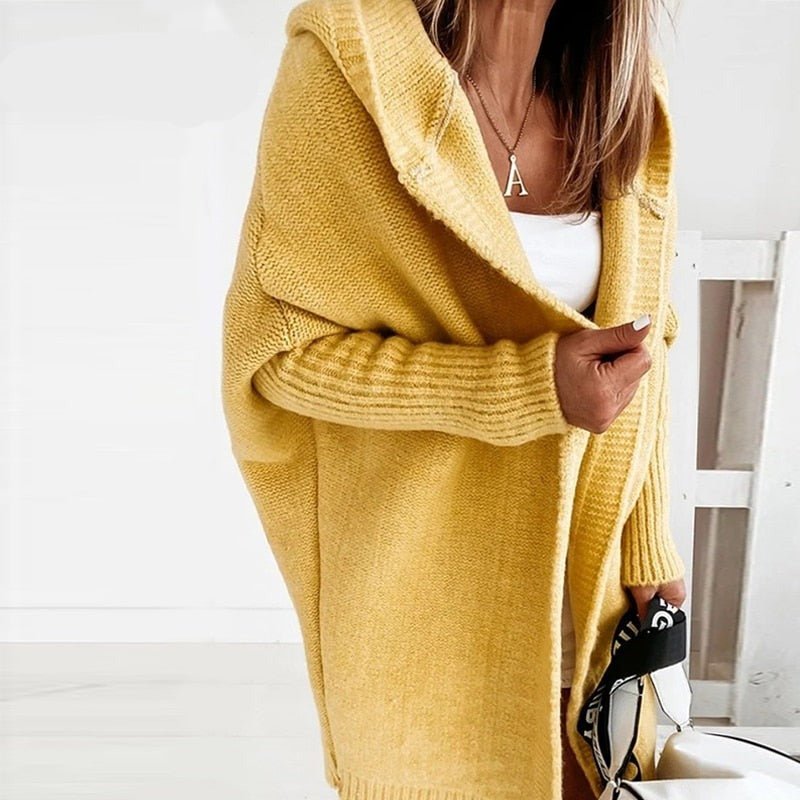 Elizabeth | Sophisticated Chunky Knit Open Front Hoodie Cardigan