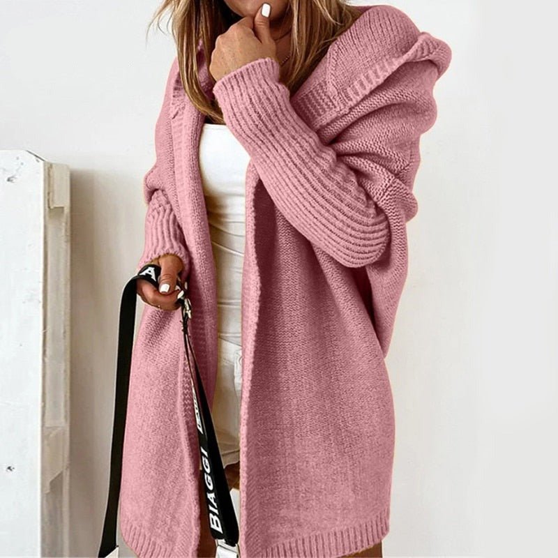 Elizabeth | Sophisticated Chunky Knit Open Front Hoodie Cardigan