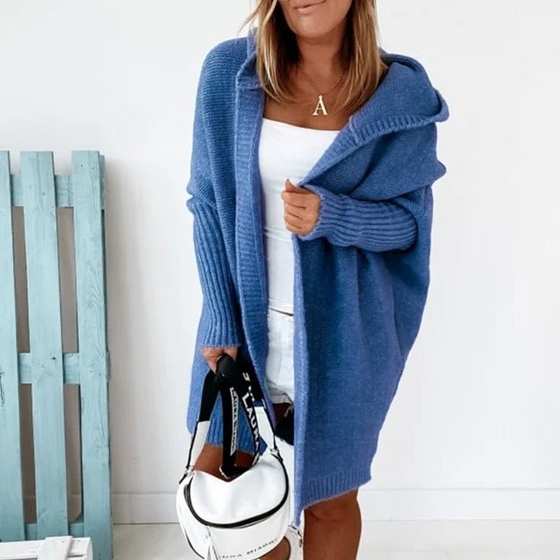 Elizabeth | Sophisticated Chunky Knit Open Front Hoodie Cardigan
