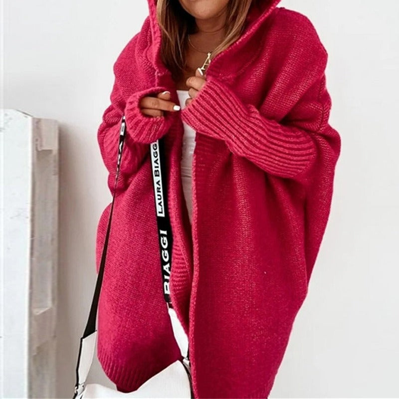 Elizabeth | Sophisticated Chunky Knit Open Front Hoodie Cardigan