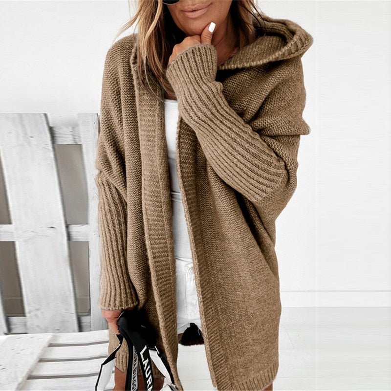 Elizabeth | Sophisticated Chunky Knit Open Front Hoodie Cardigan