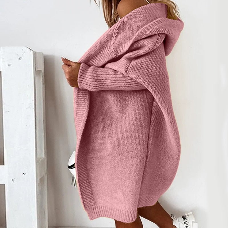 Elizabeth | Sophisticated Chunky Knit Open Front Hoodie Cardigan