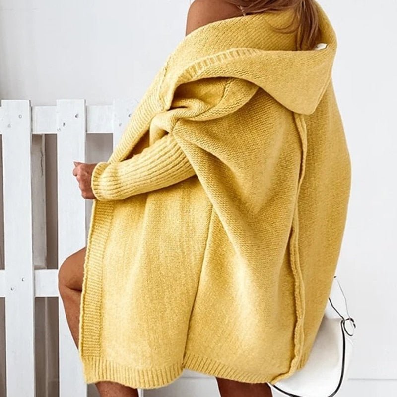 Elizabeth | Sophisticated Chunky Knit Open Front Hoodie Cardigan