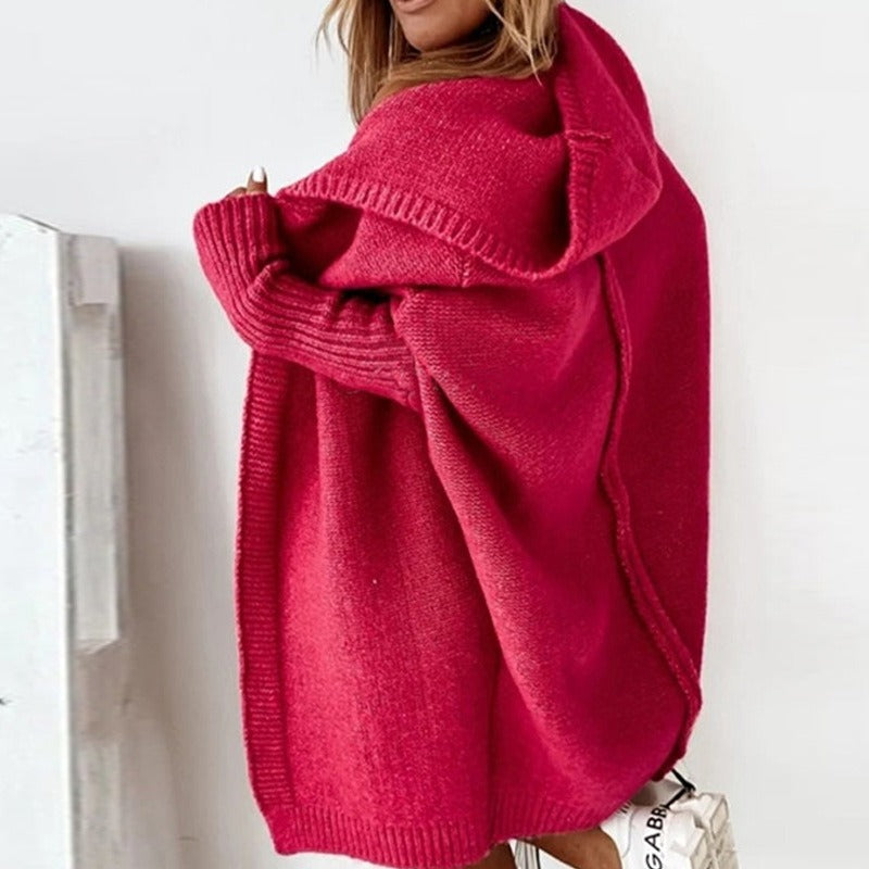 Elizabeth | Sophisticated Chunky Knit Open Front Hoodie Cardigan