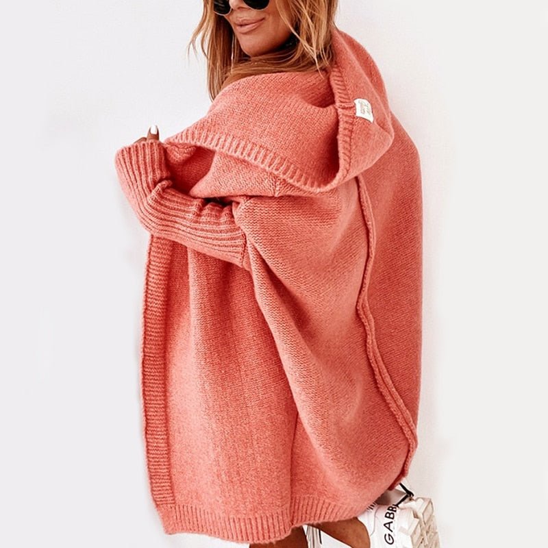 Elizabeth | Sophisticated Chunky Knit Open Front Hoodie Cardigan