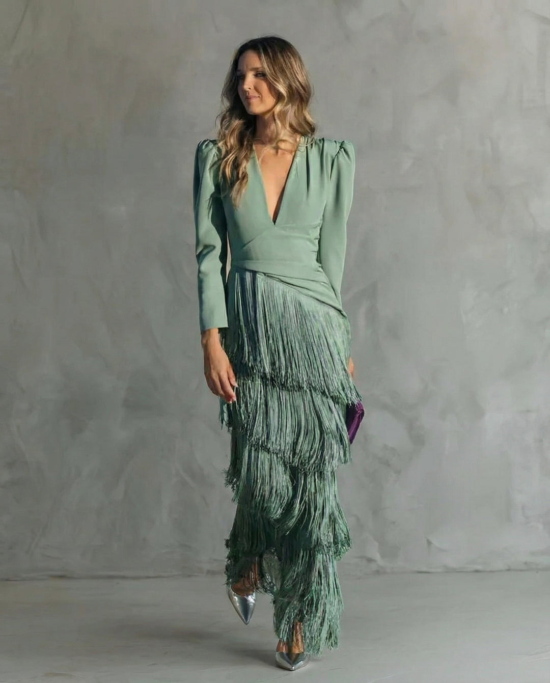Ella | Graceful Fringe V-Neck Cocktail Party Dress