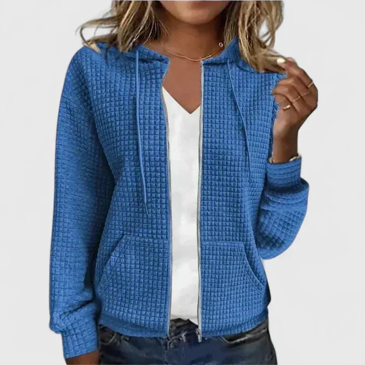 Ella | Refined Textured Full-Zip Hoodie Cardigan with Pockets