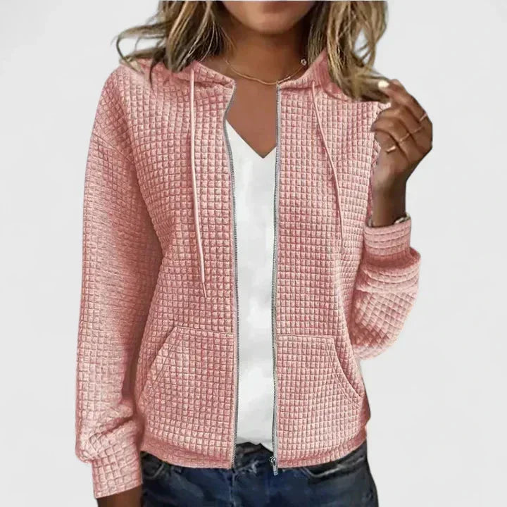 Ella | Refined Textured Full-Zip Hoodie Cardigan with Pockets