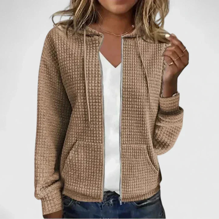 Ella | Refined Textured Full-Zip Hoodie Cardigan with Pockets