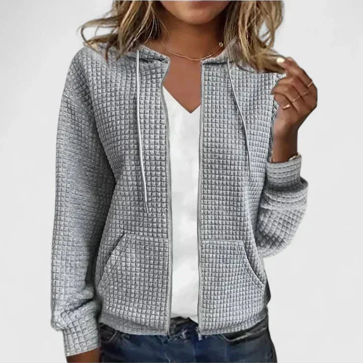 Ella | Refined Textured Full-Zip Hoodie Cardigan with Pockets