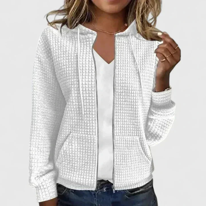 Ella | Refined Textured Full-Zip Hoodie Cardigan with Pockets