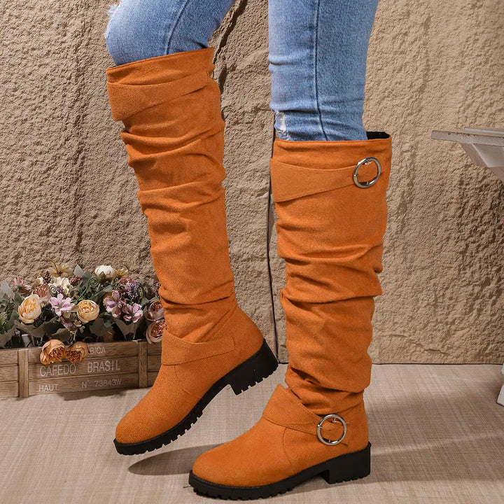 Ella | Slouchy Low Heel Knee High Boots