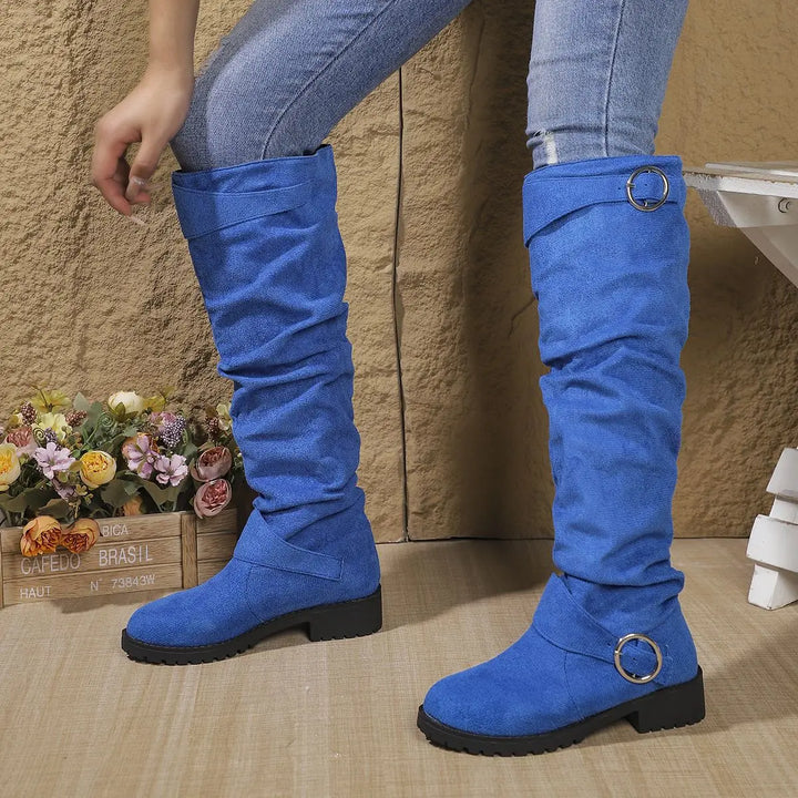 Ella | Slouchy Low Heel Knee High Boots