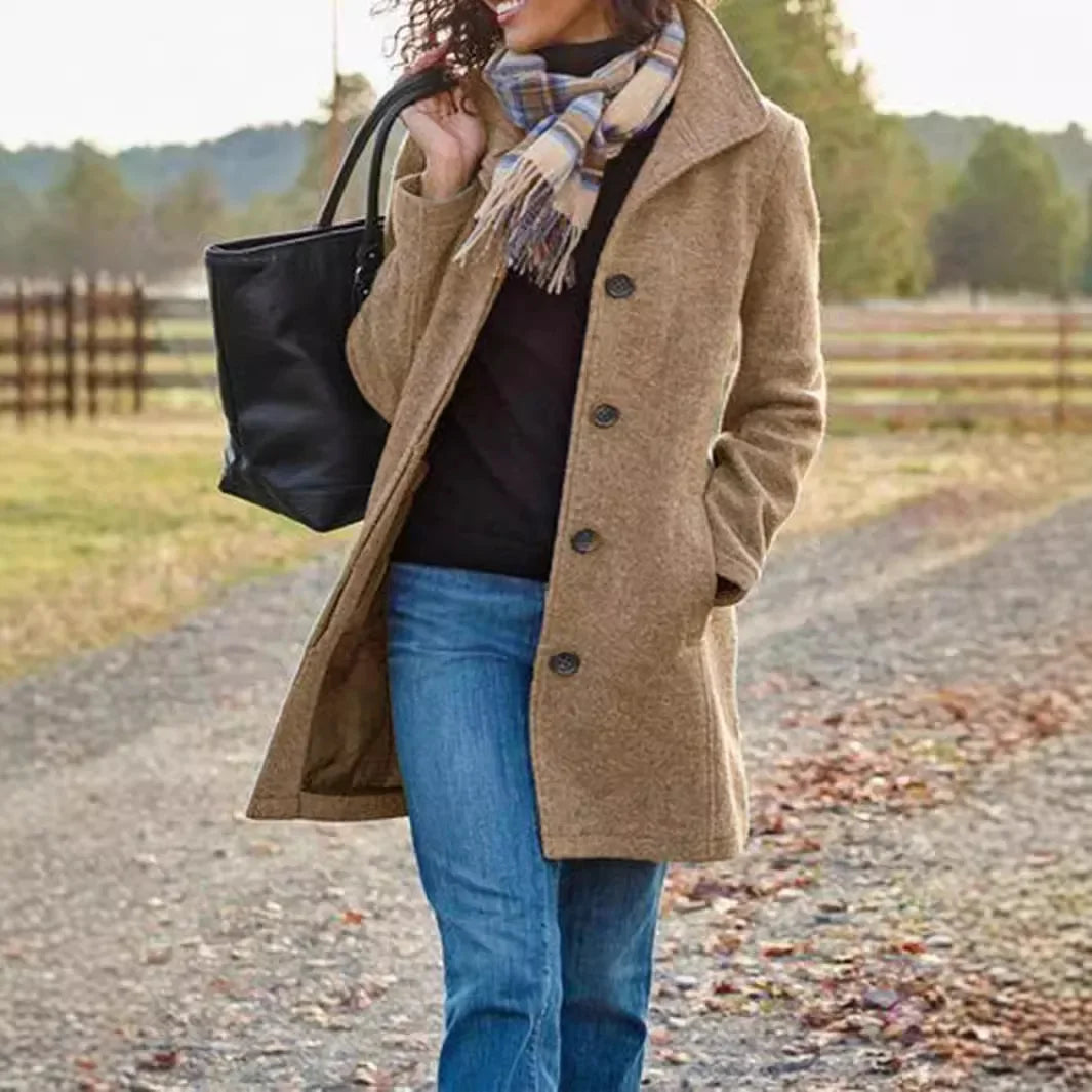Ellie | Classic Single-Breasted Mid-Length Winter Coat